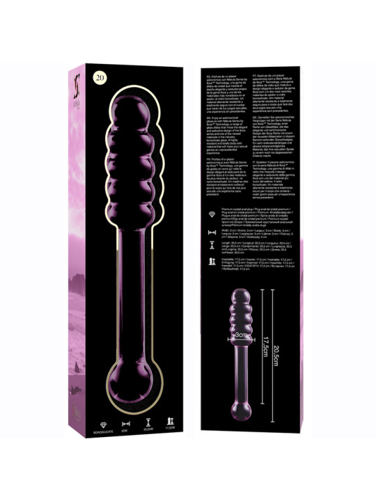 MODELO 20 DILDO CRISTAL BOROSILICATO TRANSPARENTE 20.5 CM -O- 3 CM DE LA MARCA NEBULA SERIES BY IBIZA