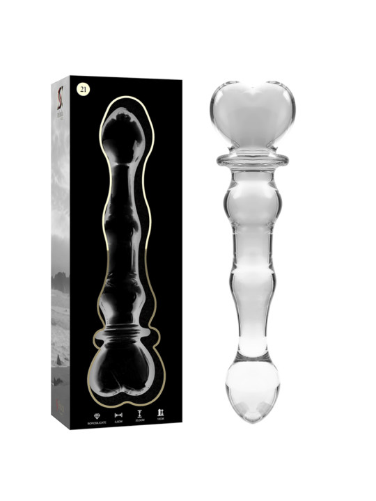 MODELO 21 DILDO CRISTAL BOROSILICATO TRANSPARENTE 20.5 CM -O- 3.5 CM DE LA MARCA NEBULA SERIES BY IBIZA