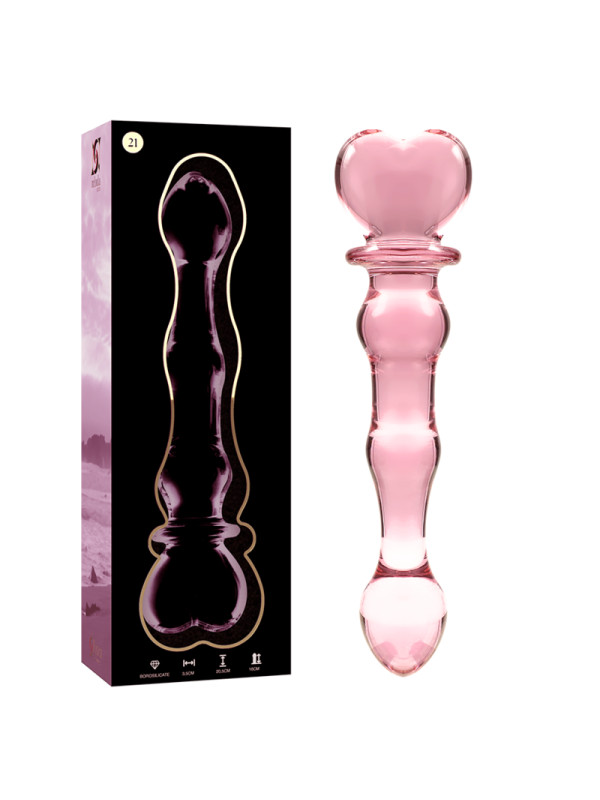 MODELO 21 DILDO CRISTAL BOROSILICATO TRANSPARENTE 20.5 CM -O- 3.5 CM DE LA MARCA NEBULA SERIES BY IBIZA