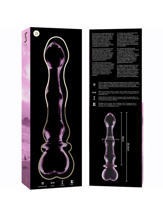 MODELO 21 DILDO CRISTAL BOROSILICATO TRANSPARENTE 20.5 CM -O- 3.5 CM DE LA MARCA NEBULA SERIES BY IBIZA