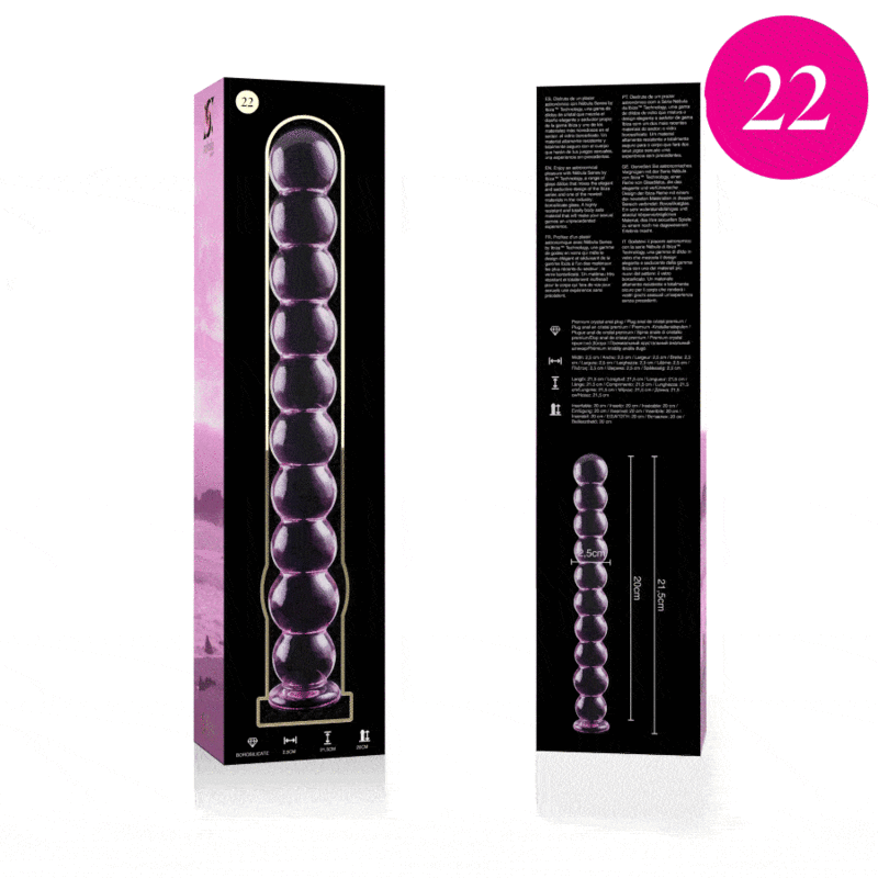 MODELO 22 DILDO CRISTAL BOROSILICATO TRANSPARENTE 21.5 CM -O- 2.5 CM DE LA MARCA NEBULA SERIES BY IBIZA