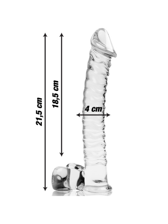 MODELO 23 DILDO CRISTAL BOROSILICATO TRANSPARENTE 21.5 CM -O- 4 CM DE LA MARCA NEBULA SERIES BY IBIZA