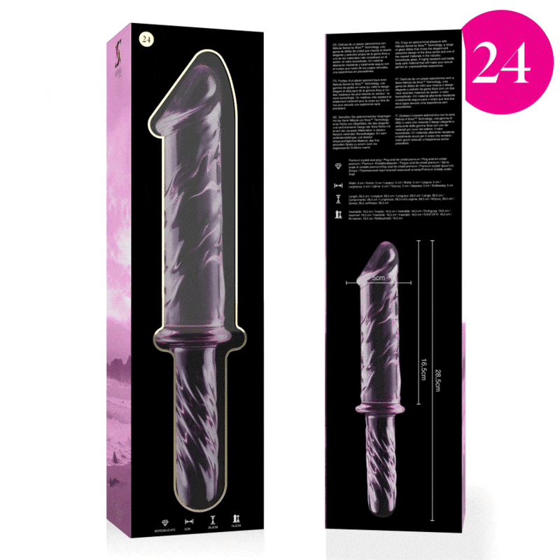 MODELO 24 DILDO CRISTAL BOROSILICATO TRANSPARENTE 28.5 CM -O- 5 CM DE LA MARCA NEBULA SERIES BY IBIZA