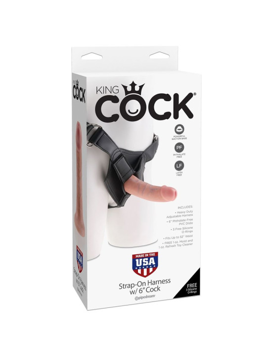 ARNÉS CON DILDO REALÍSTICO KING COCK 15 CM AJUSTABLE DE LA MARCA KING COCK