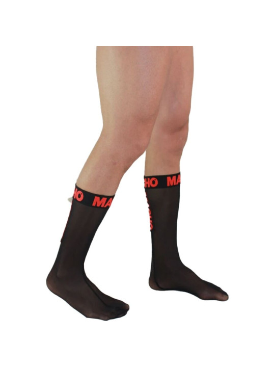 CALCETINES FETISH MACHO SEMITRANSPARENTES NEGRO ROJO DE LA MARCA MACHO UNDERWEAR
