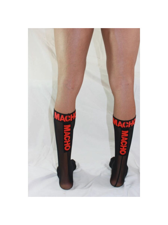 CALCETINES FETISH MACHO SEMITRANSPARENTES NEGRO ROJO DE LA MARCA MACHO UNDERWEAR