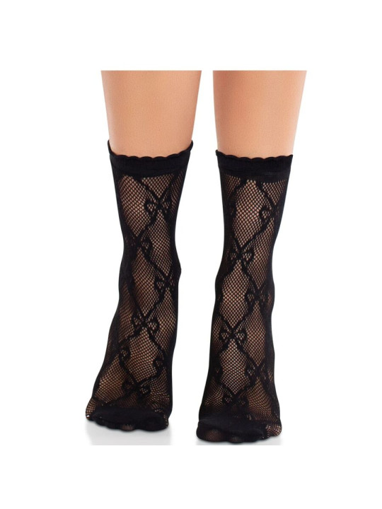 LEG AVENUE CALCETINES ENCAJE LAZO NEGRO TOBILLEROS SEXY DE LA MARCA LEG AVENUE HOSIERY