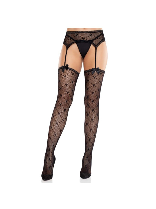 MEDIAS LIGUEROS CORAZONES NEGRO ELEGANCIA SENSUAL LEG AVENUE DE LA MARCA LEG AVENUE HOSIERY