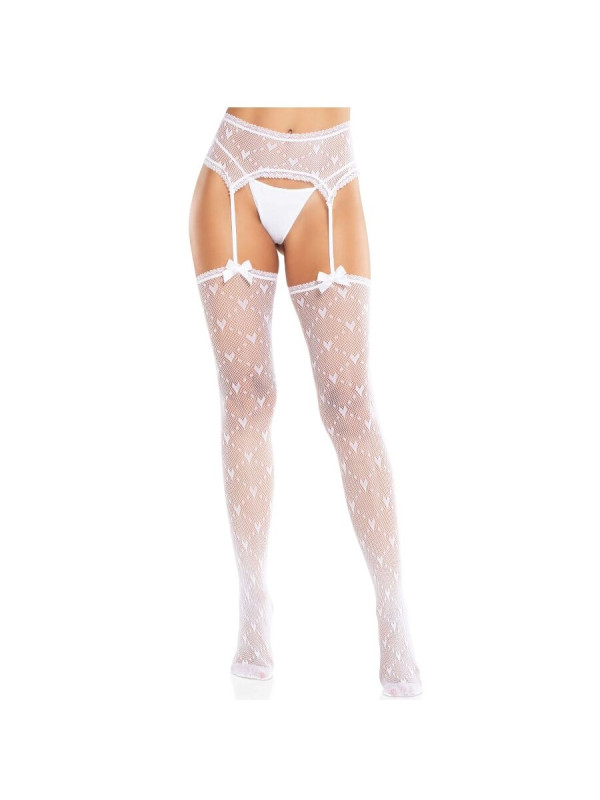 MEDIAS LIGUEROS CORAZONES BLANCO LEG AVENUE SENSUAL DE LA MARCA LEG AVENUE HOSIERY