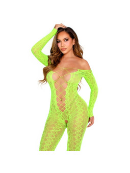BODYSTOCKING ENCAJE SERPIENTE VERDE NEÓN SIN ENTREPIERNA DE LA MARCA LEG AVENUE BODYSTOCKINGS