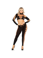 LEG AVENUE CROP TOP Y LEGGINGS CUT-OUT SIN COSTURAS NEGRO DE LA MARCA LEG AVENUE SETS