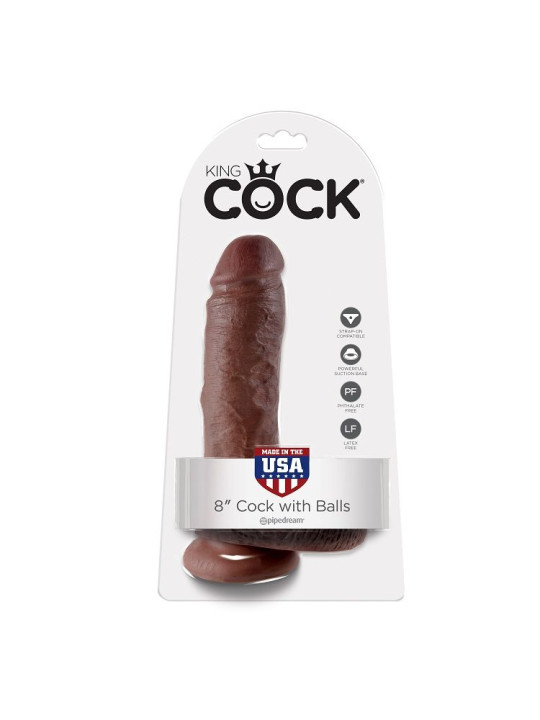 KING COCK PENE REALISTICO 20 CM MARRÓN PARA ARNES DE LA MARCA KING COCK