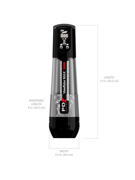 MASTURBADOR AUTOMÁTICO CON SUCCIÓN Y LUZ LED TRANSPARENTE DE LA MARCA PDX ELITE