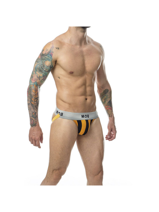 SUSPENSORIO MOB JOCK CLÁSICO FRANJAS NARANJA TALLA S DE LA MARCA MOB