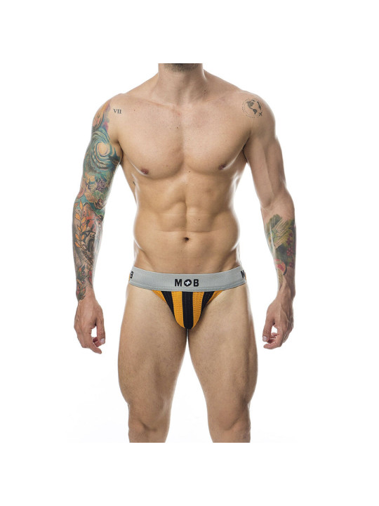 SUSPENSORIO MOB JOCK CLÁSICO FRANJAS NARANJA TALLA S DE LA MARCA MOB