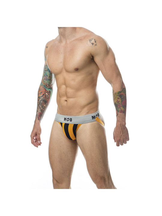 SUSPENSORIO MOB JOCK CLÁSICO FRANJAS NARANJA TALLA S DE LA MARCA MOB
