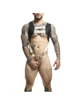 ARNÉS DORADO PARA PENE CON ANILLO METÁLICO TALLA ÚNICA DE LA MARCA MOB