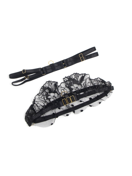 CONJUNTO LENCERÍA ENCAJE NEGRO CON LIGUERO TALLA S/M DE LA MARCA SUBBLIME SETS