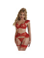 CONJUNTO LENCERÍA ENCAJE ROJO SUJETADOR LIGUERO SUBBLIME DE LA MARCA SUBBLIME SETS