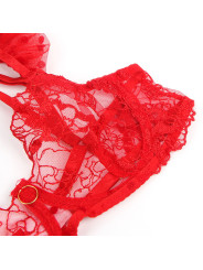 CONJUNTO LENCERÍA ENCAJE ROJO SUJETADOR LIGUERO SUBBLIME DE LA MARCA SUBBLIME SETS