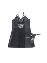 VESTIDO CUERO ENCAJE FLORAL NEGRO SEXY TALLA S/M DE LA MARCA SUBBLIME DRESSES