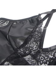 VESTIDO CUERO ENCAJE FLORAL NEGRO SEXY TALLA S/M DE LA MARCA SUBBLIME DRESSES