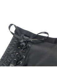 CONJUNTO LENCERÍA CUERO Y MALLA SUJETADOR FALDA NEGRO DE LA MARCA SUBBLIME SETS