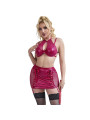 CONJUNTO LENCERÍA ROJO CUERO SUJETADOR HALTER Y FALDA DE LA MARCA SUBBLIME SETS