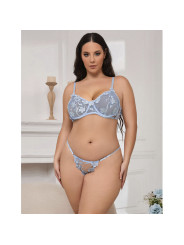 CONJUNTO LENCERÍA FLORAL CELESTE SUJETADOR PANTY BORDADOS DE LA MARCA SUBBLIME SETS