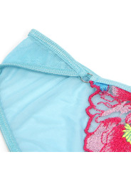 CONJUNTO LENCERÍA AZUL FLORAL SUJETADOR LIGUERO MALLA DE LA MARCA SUBBLIME SETS