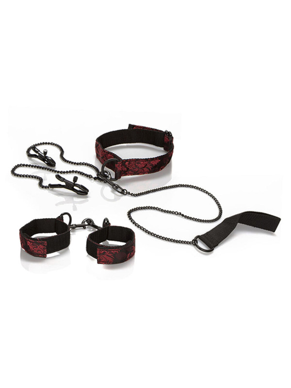 KIT BDSM SUMISIÓN CALEXOTICS ESPOSAS ANTIFAZ PINZAS DE LA MARCA CALEXOTICS