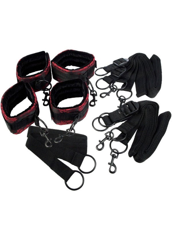 CALEXOTICS SCANDAL SET ATADURAS CAMA BONDAGE ROJO NEGRO DE LA MARCA CALEXOTICS