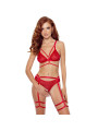 SET LENCERÍA ROJO PASSION PORIGELIA SUJETADOR BRAGAS LIGUERO DE LA MARCA PASSION WOMAN SETS