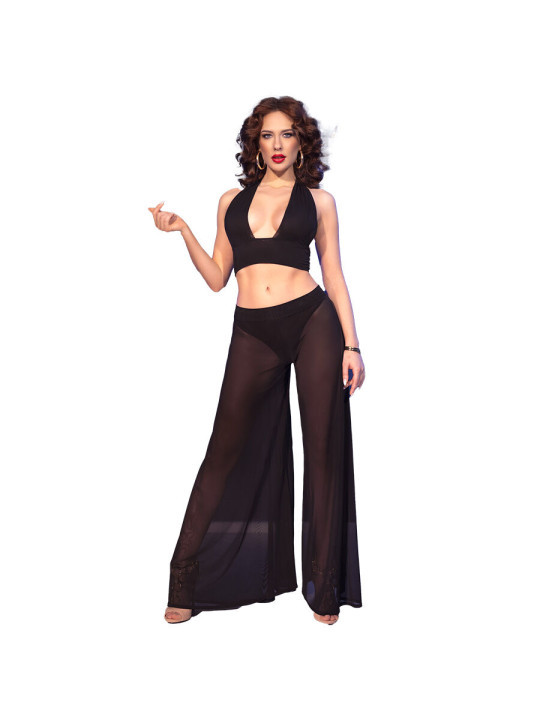 CONJUNTO LENCERÍA SENSUAL TRANSPARENTE CHILIROSE NEGRO DE LA MARCA CHILIROSE SETS