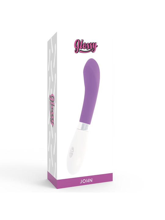 VIBRADOR JOHN CURVA ERÓGENA 10 MODOS SILICONA SEGURA DE LA MARCA GLOSSY