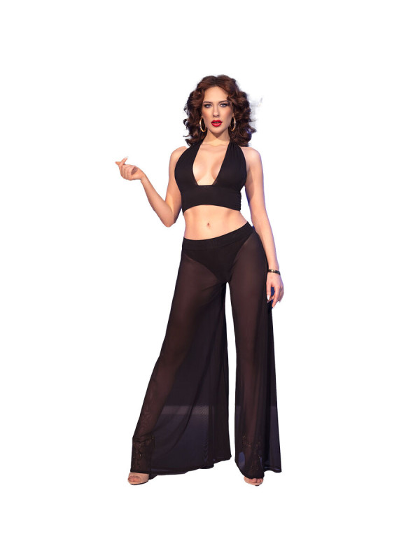 CONJUNTO LENCERÍA SENSUAL TRANSPARENTE CHILIROSE NEGRO DE LA MARCA CHILIROSE SETS