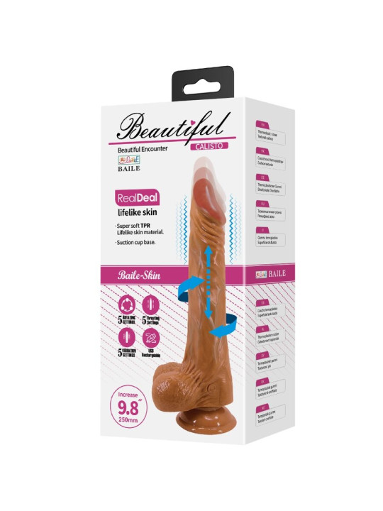 DILDO REALISTA CALISTO 25 CM PLACER INTENSO NATURAL DE LA MARCA BAILE VIBRATORS