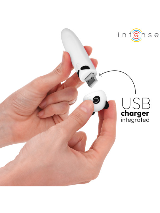 VIBRADOR PANDA RECARGABLE USB 8 MODOS SILICONA MÉDICA DE LA MARCA INTENSE FUN