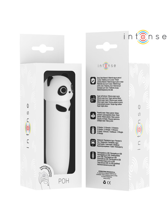 VIBRADOR PANDA RECARGABLE USB 8 MODOS SILICONA MÉDICA DE LA MARCA INTENSE FUN