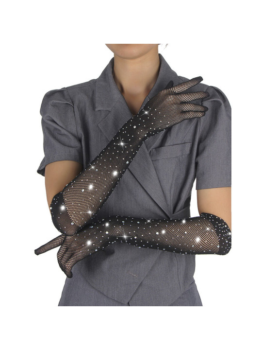 GUANTES TRANSPARENTES CON BRILLO NEGRO Y DIAMANTES SUBBLIME DE LA MARCA SUBBLIME ACCESORIES