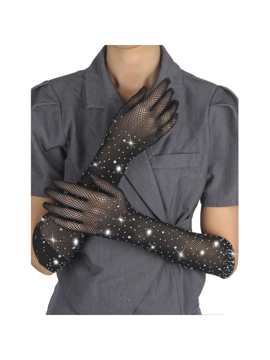 GUANTES TRANSPARENTES CON BRILLO NEGRO Y DIAMANTES SUBBLIME DE LA MARCA SUBBLIME ACCESORIES