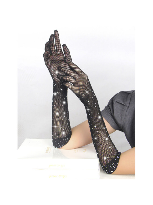 GUANTES TRANSPARENTES CON BRILLO NEGRO Y DIAMANTES SUBBLIME DE LA MARCA SUBBLIME ACCESORIES