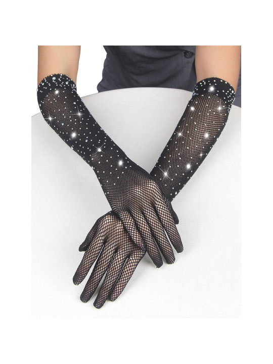GUANTES TRANSPARENTES CON BRILLO NEGRO Y DIAMANTES SUBBLIME DE LA MARCA SUBBLIME ACCESORIES
