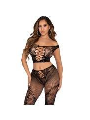 CONJUNTO CROP TOP Y LEGGINGS REJILLA NEGRO LEG AVENUE DE LA MARCA LEG AVENUE SETS