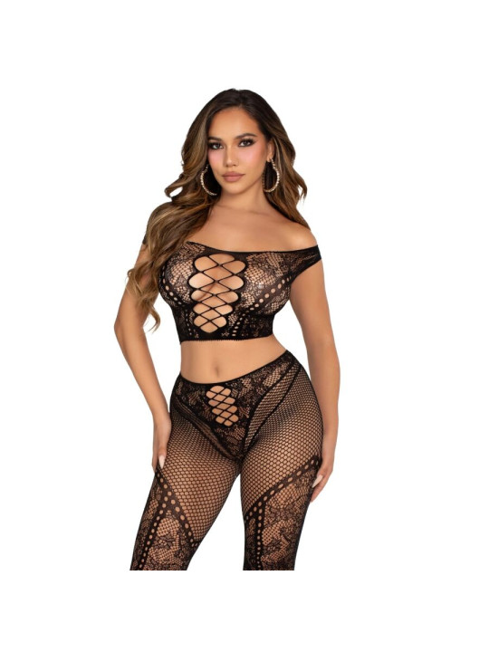 CONJUNTO CROP TOP Y LEGGINGS REJILLA NEGRO LEG AVENUE DE LA MARCA LEG AVENUE SETS