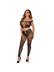 CONJUNTO CROP TOP Y LEGGINGS REJILLA NEGRO LEG AVENUE DE LA MARCA LEG AVENUE SETS