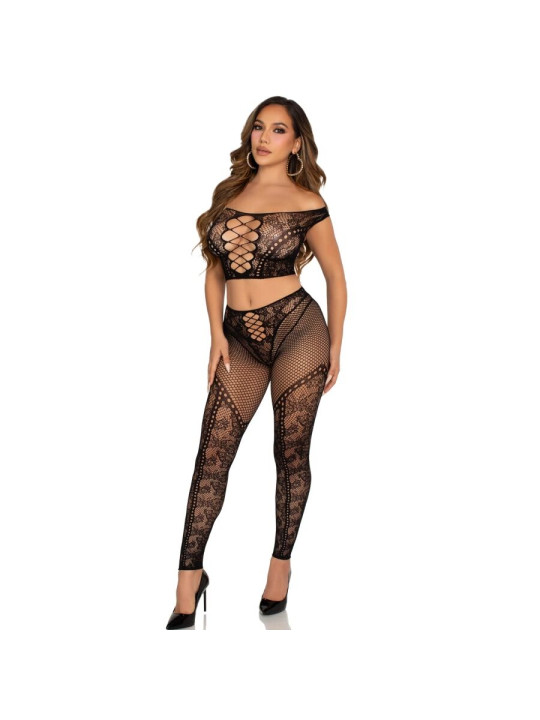 CONJUNTO CROP TOP Y LEGGINGS REJILLA NEGRO LEG AVENUE DE LA MARCA LEG AVENUE SETS