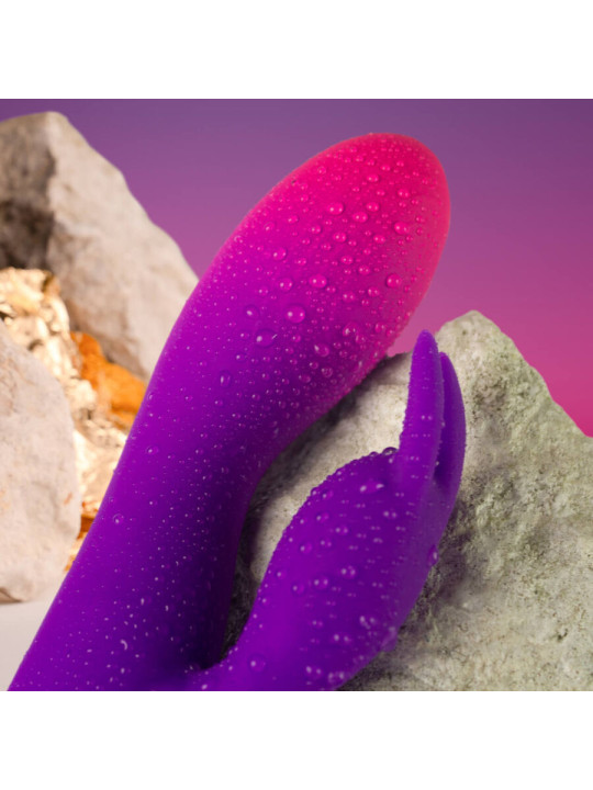 VIBRADOR RABBIT DUAL MOTOR 10 MODOS SILICONA SUAVE MORADO DE LA MARCA ROCKS-OFF