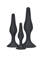 SET 3 PLUGS ANALES SILICONA CURVOS TOYJOY PROGRESIVO NEGRO DE LA MARCA TOYJOY