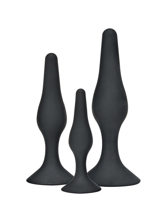 SET 3 PLUGS ANALES SILICONA CURVOS TOYJOY PROGRESIVO NEGRO DE LA MARCA TOYJOY